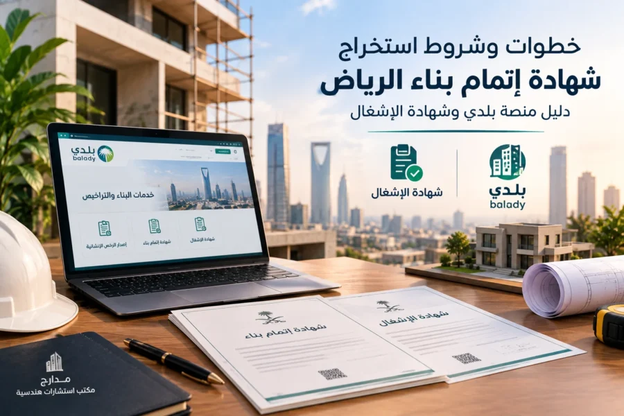 خطوات وشروط استخراج شهادة اتمام بناء الرياض | دليل منصة بلدي وشهادة الإشغال 